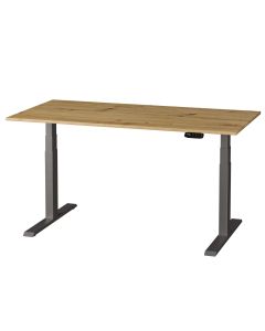 Höhenverstellbarer Schreibtisch Eiche graues Gestell